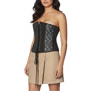 TIMELESS TRENDS Black Lace Underbust Corset Steel Boned Hourglass Size 32
